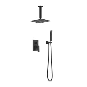 Matte Black Shower Set System Bathroom Luxury Rain Shower Combination Set Ceiling Mounted Showerhead Showerhead Faucet