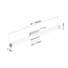 Bathroom Vanity Light Brushed Nickel Square LED 41 Inch 24W 6000K Cool White Light Wall Bar Lighting Fixtures Over Mirror -Brushed Nickel, 41in