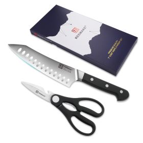 Two-piece Ergonomically Handled Stainless Steel Chef Knife Set With Kitchen Scissors To Meet A Variety Of Cooking Needs
