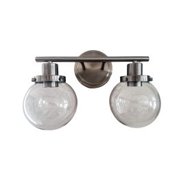 Bathroom Vanity Light Fixtures, 2-Light Black Wall Sconce Lighting Wall Lamp With Clear Glass Shade,