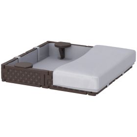 Kids Sandbox With Cover, 4 Corner Seats, Bottom Liner For Backyard, Garden, Outdoor, 47 X 47 X 9, Dark Brown