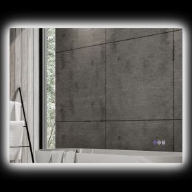 HOMCOM Dimmable Bathroom Mirror with Lights, 35" x 28" Backlit LED Mirror w/ Anti-Fog, Memory & Infinite Color Temperature