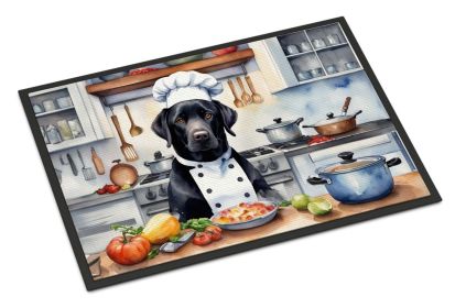 NEW Black Labrador Retriever The Chef Doormat Front Door Mat Indoor Outdoor Rugs for Entryway, Non Slip Washable Low Pile, 18H X 27W
