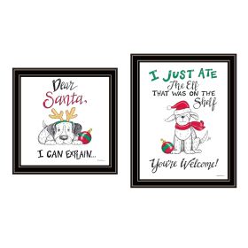 Trendy Decor 4U 2- Piece Vignette Dear Santa, I Can Explain Black Framed Wall Art for Living Room, Bedroom Wall Art Print for Home Decor by Deb S