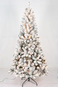 6ft PVC Round Head Flocking Tree Pre-lit Design Small Celebrate Festival Artificial Flocked Christmas Tree With UL Lights