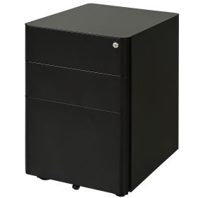 Metal Filing Cabinet 3 Drawer, Mobile Office Cabinet with Wheels for Legal, Letter, A4 File, Black