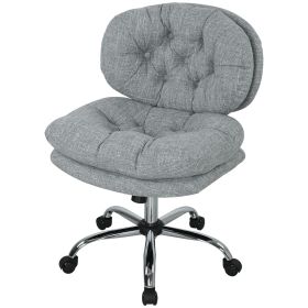 Computer Desk Chair, Armless Office Chair with Wide Padded Seat and Adjustable Height, Tilt Function, Grey