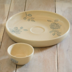 Handcrafted Ceramic Chip And Dip Bowl  Stylish Serving Bowl For Parties  Gatherings