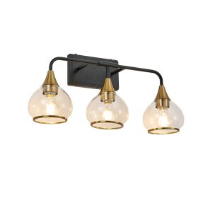23in Modern 3-Light Vanity Wall Sconce - Black And Gold Bathroom Light Fixture With Clear Glass Shades, Industrial Wall Mounted Lamp For Mirror, (Option: default)