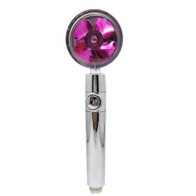 Propeller Driven Shower Head With Stop Button And Cotton Filter Turbocharged High Pressure Handheld Shower Nozzle (Color: Purple)