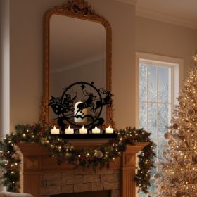CIFbuy ChristmasJoy Santa Reindeer Metal Candle Holder Rustic Farmhouse Tabletop Mantel Decor Vintage, Holiday, Home Centerpiece Ideal Christmas, (Option: 90754947)