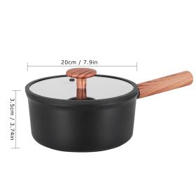 2 Piece Set 6.3 Inch,7.87 Inch ,1.5 QT,3 QT, Aluminum Mini Pots With Detachable Handles And Glass Lids ,Free Of PFOA,PFOS, Dishwasher Safe, Compa (Option: 20cm-Black)