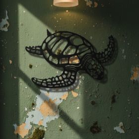 CIFbuy Nautical Hollowed-Out Metal Sea Turtle Wall Art, Rustproof Ocean-Themed Coastal Beach Hanging Ornament, Ornament, Office, for Women Men （T (Option: 55107491)