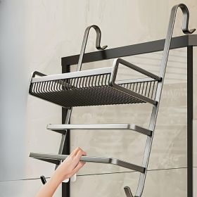 Punch-free Bathroom Towel Rack Towel Bar Storage Rack Shower Room Glass Door Hook,Please Note That This Product Is Shipped By Yourself For The Av (Option: Stainless steel color)