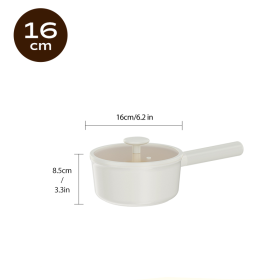 2 Piece Set 6.3 Inch,7.87 Inch ,1.5 QT,3 QT, Aluminum Mini Pots With Detachable Handles And Glass Lids ,Free Of PFOA,PFOS, Dishwasher Safe, Compa (Option: 16cm-White)