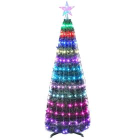 4.9FT S-5.9FT L Options -- 1Pc Collapsible Christmas Tree Light With Remote App Control IP65 Waterproof Customized Multi-Color Mode Timer Setting Work (Option: S)