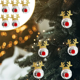 5PCS Disco Mirror Elk Horn Christmas Ball Silvery Xmas Tree Decoration Reflective Hanging Disco Balls Decor For Christmas Holiday Wedding Birthday Dis (Option: Multicolour)