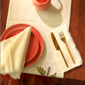 Premium Cotton Napkins Set Of 4-20x20 Inch, Classic Hemstitch Dinner Napkins (Option: Ivory)