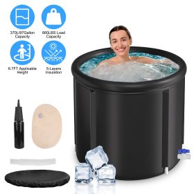 1Pc 97Gal Large Size Ice BathTub With Cover For Adults Athletes Recovery Cold Water Therapy Outdoor Portable Cold Plunge Tub 660LBS Load Capacity (Option: 370L)
