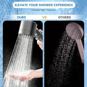 Shower Head, High Pressure Flow Multiple Modes, 5 Layers Filter, Hard Water Power Rinse, With Switch, Suitable For Pet Bathing, Vertical Shower, (Option: Upgraded set)