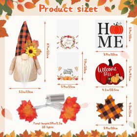 Fall Gnome Tiered Tray Decorations Set Farmhouse Pumpkin Decor Autumn Maple Leaf Table Centerpieces With Fall String Lights Thankgiving Day Fall Greet (Option: W13667821)