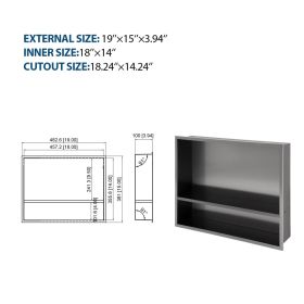 Stainless Steel Shower Niche, Gunmetal Black, Waterproof,  Leak-Free, Rust-Resistant,Easy Installation, Corrosion-Resistant (Option: B1915IN)