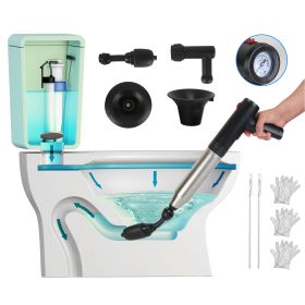 1Pc Electric Toilet Plunger High Pressure Air Plunger Air Drain Blaster Drain Clog Remover With Real Time Pressure Display For Toilets Bathroom F (Color: Black)