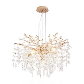 Modern Tree Branch Crystal Chandelier Luxury Gold Crystal Pendant Lighting 23.6in Contemporary 6-Light Chandeliers For Dining Room Kitchen Bedroo (Option: default)