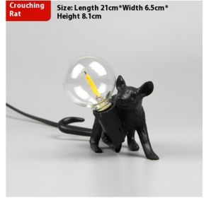 Nordic Creative Resin Mini Animal Mouse Light (Option: Black-Prone position-AU)