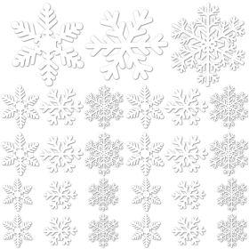 5 Sheets 135 Pcs Christmas White Snowflakes Window Clings 3 Designs Snowflake Static Stickers Winter Snow Flakes Clings For Christmas New Year Ho (Color: White)