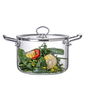 Large Glass Pot With Stainless Steel Handle,Transparent Glass Cookware Suitable For Induction Cooktops,Gas Stoves, Transparent Glass Casserole Wi (Option: 350ml)
