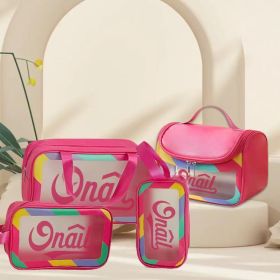 Upgraded Black Simple Bathroom Essential Toiletry Bag Four-piece Set (Color: Red)