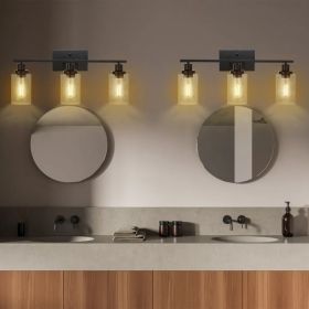 3 Light Wall Sconce Lighting with Clear Glass Shade Bathroom Vanity Lamp Fixture Modern Mounted Light for Porch Mirror Living Room Bedroom Hallwa (Option: 3-Heads)