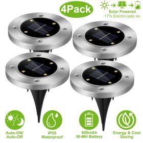 4pcs Solar Ground Light Waterproof Buried Light In-Ground Path Deck Lawn Patio Light 4LED (Option: 4Pcs)
