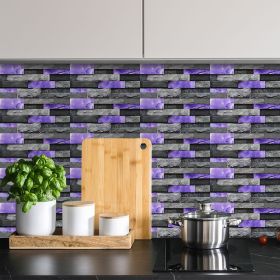 24 Sheets Peel and Stick Backsplash Marble Wall Tiles, Waterproof Oil-proof ,Purple Glossy Imitation Stone brick wall stickers (PCS: 48FG-L0011)