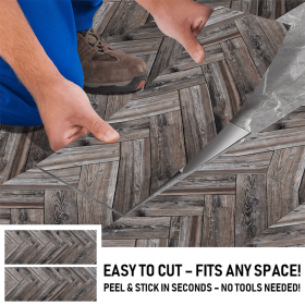 10 Pcs Dark Brown Wood Grain Self-Adhesive PVC Floor Stickers Peel & Stick For Walls & Floors Self-Adhesive And Waterproof Tile Sticker (PCS: 10DT-05)