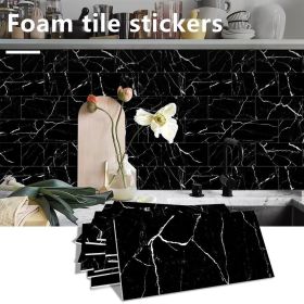 16 Pcs Black Marble Tile Wall Stickers Backsplash Tiles Peel And Stick For Kitchen Bathroom PVC Thickened By Foam Interlayer (PCS: 64SJM-02)