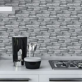 12Pcs Peel And Stick Grain Wallpaper Water resistant Oil-Proof Wall Tiles Stick On Kitchen Backsplash Light Gray Bathroom Decor And Accessories L (PCS: 12MW001)