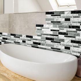 12 PCS Irregular PVC Black White Gray Marble Pattern Classic Imitation Tile Self Adhesive Peel And Stick Wallpaper For Kitchen Bathroom Wallpaper (PCS: 48XY-HTP-06)