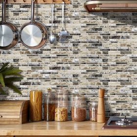 12 PCS Imitation Marble Pattern Taupe Kitchen Stickers Wallpaper Peel And Stick Self Adhesive Wall Stickers For Kitchen (PCS: 12XY-HTP-09)