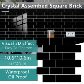 12 Pcs Black Design Glossy Peel And Stick Wall Tile (PCS: 48MZ-5-145)