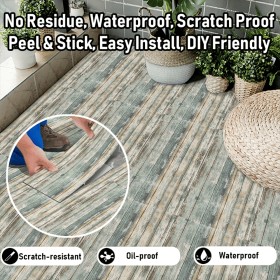 10 Pcs Vintage Wood Grain Floor Stickers, Easy Peel & Stick,Self-Adhesive,Scratch & Wear Resistant,Ideal For Kitchen,Living Room,Office (PCS: 40DT-15)