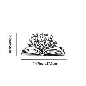 CIFbuy Metal Book Shaped Wall Art Floral Design Modern Library Decor for Living, Room Nursery Bedroom Rustic, Farmhouse Book Lover Gift, Vintage (Option: 13347802)