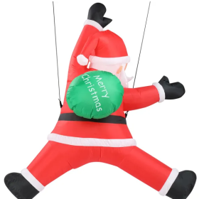 4.9 FT Lighted Christmas Inflatable Decoration, Inflatable Hanging Santa Claus With Gift Bag, Funny Blow Up Yard Decorations With Built-in LED Lights (Option: As picture)