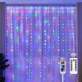 Brightown 300 LED Fairy Curtain Lights, 9.8ft X 9.8ft Curtain String Lights (Option: Multicolor)