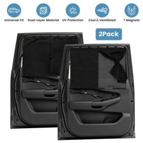 2 Pack Car Window Shades ,Vehicle Magnetic Sun Shade for Side Window, 3 Adjustable Shading Modes, Polyester Mesh Privacy Curtain, Universal Fit f (Option: Black)