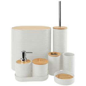 5 Colors Options -- Set Of 8Pcs Bathroom Accessories Set Bathroom Holder Set With Soap Dispenser Toothbrush Holder Cup Soap Dish Toilet Cleaning (Color: White)