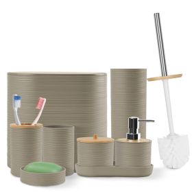 5 Colors Options -- Set Of 8Pcs Bathroom Accessories Set Bathroom Holder Set With Soap Dispenser Toothbrush Holder Cup Soap Dish Toilet Cleaning (Color: coffee)