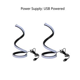 2Pcs Creative Spiral Three-Color Adjustable LED Desk Lamp, Three-Color Dimming, Soft Lighting, Eye-Friendly And Comfortable, Suitable For Bedroom (Option: Black)