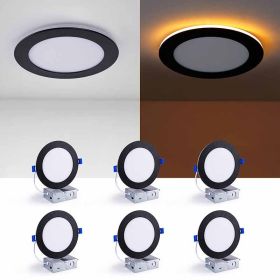 6 Pack 6 Inch Black LED Recessed Light, Dimmable, 2700K-5000K 5CCT, 1200LM High Brightness, 12W 120V ,Suitable For Bedroom,living Room,study Room (Option: default)